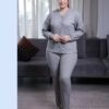 Rose Miss Pyjama côtelé boutonné – Réf 16340 – Gris