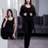 Rose Miss Pyjama 3 pièces côtelé avec gilet – Réf 16341 – Noir