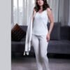 Rose Miss Pyjama 3 pièces côtelé avec gilet – Réf 16341 – Blanc
