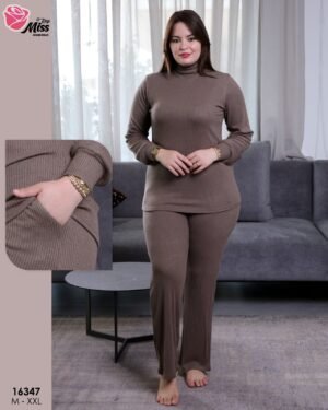 Rose Miss Pyjama col roulé côtelé – Réf 16347 – Taupe