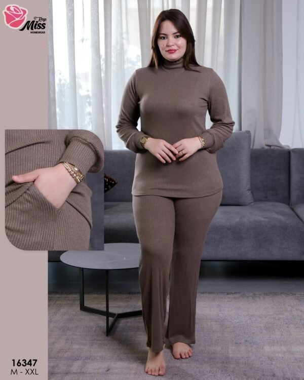 Rose Miss Pyjama col roulé côtelé – Réf 16347 – Taupe
