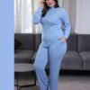 Rose Miss Pyjama col roulé côtelé – Réf 16347 – Bleu