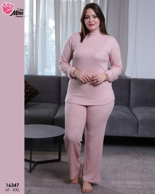 Rose Miss Pyjama col roulé côtelé – Réf 16347 – Rose