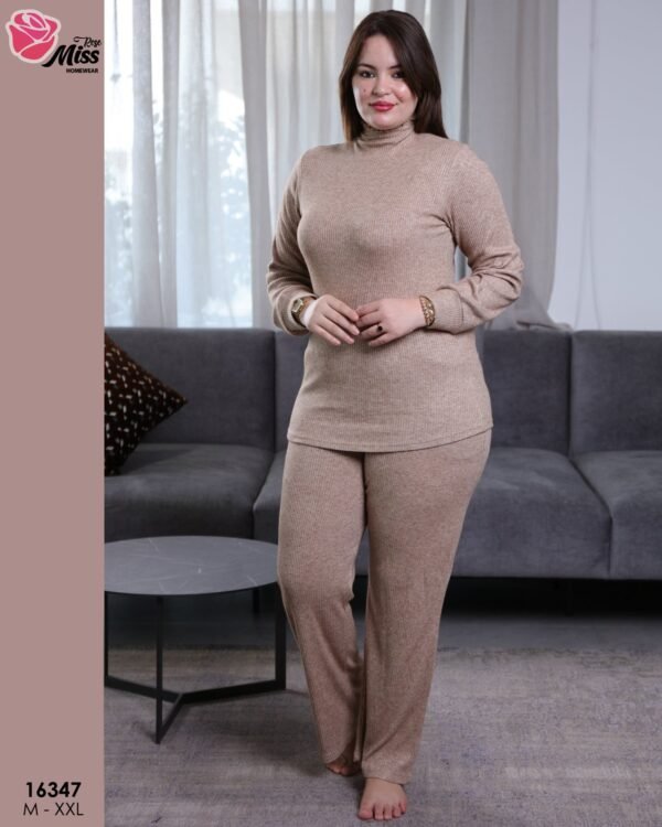 Rose Miss Pyjama col roulé côtelé – Réf 16347 – Beige