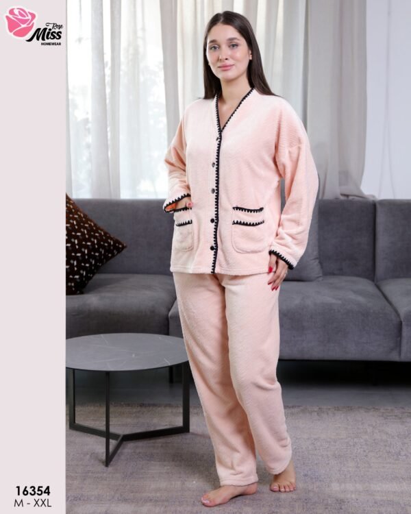 Rose Miss Pyjama polaire boutonné – Réf 16354 – Pêche Rose Miss Pyjama polaire boutonné – Réf 16354 – Pêche