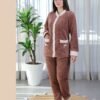 Rose Miss Pyjama polaire boutonné – Réf 16360 – Marron