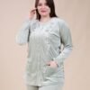 Rose Miss Pyjama velours boutonné brodé – Réf 16371 – Vert d'eau