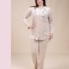 Rose Miss Pyjama velours boutonné brodé – Réf 16371 – Beige