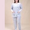 Rose Miss Pyjama velours boutonné brodé – Réf 16371 – Bleu ciel