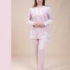 Rose Miss Pyjama velours boutonné brodé – Réf 16371 – Rose pâle
