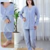 Rose Miss Pyjama velours boutonné – Réf 16378 – Bleu