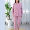 Rose Miss Pyjama velours boutonné – Réf 16378 – Vieux rose