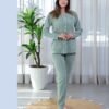 Rose Miss Pyjama velours boutonné – Réf 16378 – Vert sauge