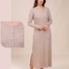 Rose Miss Chemise de nuit longue côtelée – Réf 16382 – Beige