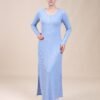 Rose Miss Chemise de nuit longue côtelée – Réf 16382 – Bleu