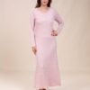 Rose Miss Chemise de nuit longue côtelée – Réf 16382 – Rose