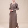 Rose Miss Chemise de nuit longue côtelée – Réf 16382 – Taupe