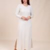 Rose Miss Chemise de nuit longue côtelée – Réf 16382 – Écru