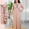 Rose Miss Chemise de nuit longue côtelée – Réf 16387 – Vieux rose