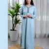 Rose Miss Chemise de nuit longue côtelée – Réf 16387 – Bleu ciel