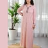 Rose Miss Chemise de nuit longue côtelée – Réf 16387 – Rose