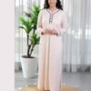 Rose Miss Chemise de nuit longue côtelée – Réf 16387 – Pêche