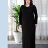Rose Miss Chemise de nuit longue jacquard – Réf 16390 – Noir