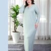 Rose Miss Chemise de nuit longue jacquard – Réf 16390 – Vert d'eau