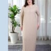 Rose Miss Chemise de nuit longue jacquard – Réf 16390 – Beige