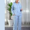 Rose Miss Pyjama côtelé à capuche – Réf 16417 – Bleu ciel
