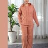Rose Miss Pyjama côtelé à capuche – Réf 16417 – Rouille