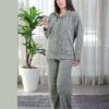 Rose Miss Pyjama côtelé à capuche – Réf 16417 – Gris vert