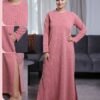 Rose Miss Chemise de nuit longue côtelée – Réf 16422 – Vieux rose