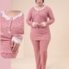 Rose Miss Pyjama jacquard dentelle – Réf 16434 – Vieux rose
