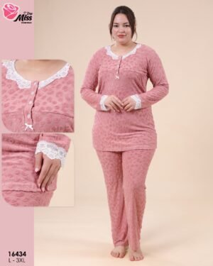 Rose Miss Pyjama jacquard dentelle – Réf 16434 – Vieux rose Rose Miss Pyjama jacquard dentelle – Réf 16434 – Vieux rose