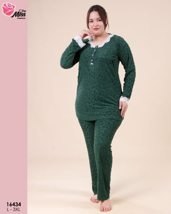 Rose Miss Pyjama jacquard dentelle – Réf 16434 – Vert bouteille