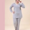 Rose Miss Pyjama jacquard dentelle – Réf 16434 – Gris