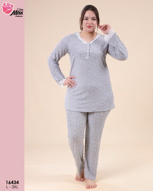 Rose Miss Pyjama jacquard dentelle – Réf 16434 – Gris