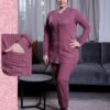 Rose Miss Pyjama boutonné jacquard – Réf 16439 – Framboise
