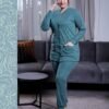 Rose Miss Pyjama boutonné jacquard – Réf 16439 – Vert pétrole