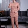 Rose Miss Pyjama boutonné jacquard – Réf 16439 – Pêche