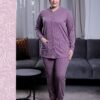 Rose Miss Pyjama boutonné jacquard – Réf 16439 – Mauve