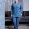 Rose Miss Pyjama boutonné jacquard – Réf 16439 – Bleu jean