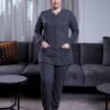 Rose Miss Pyjama boutonné jacquard – Réf 16439 – Gris anthracite