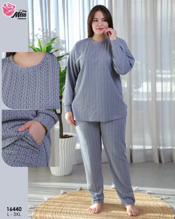 Rose Miss Pyjama jacquard – Réf 16440 – Bleu gris