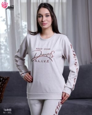 Rose Miss Pyjama brodé – Réf 16445 – Gris clair