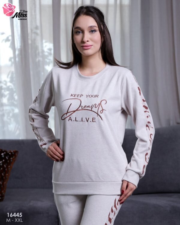 Rose Miss Pyjama brodé – Réf 16445 – Gris clair