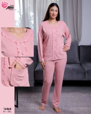 Rose Miss Pyjama boutonné côtelé – Réf 16464 – Rose Rose Miss Pyjama boutonné côtelé – Réf 16464 – Rose