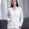 Rose Miss Pyjama boutonné côtelé – Réf 16464 – Écru