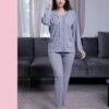Rose Miss Pyjama boutonné côtelé – Réf 16464 – Gris